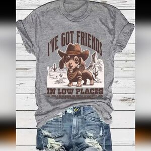 Dachsund Western Gray Dog Graphic T-Shirt XL